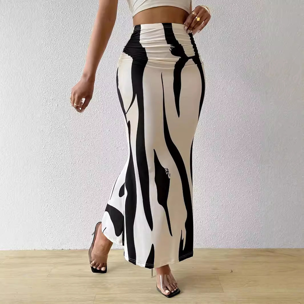 Robe amincissante imprimé zèbre style européen et américain