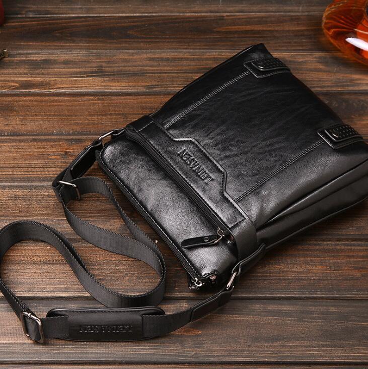 Men's Soft Polyester Lined Messenger Shoulder Bag with Zipper Closure