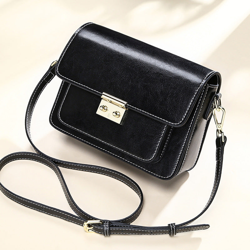 Sac à main messager à une épaule en cuir véritable, petit et carré