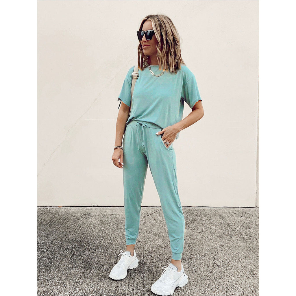 Women's Short-Sleeve Loose Casual Home Pants Set