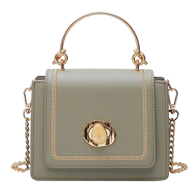 Personalized PU Metal Lock Handbag Horizontal Square