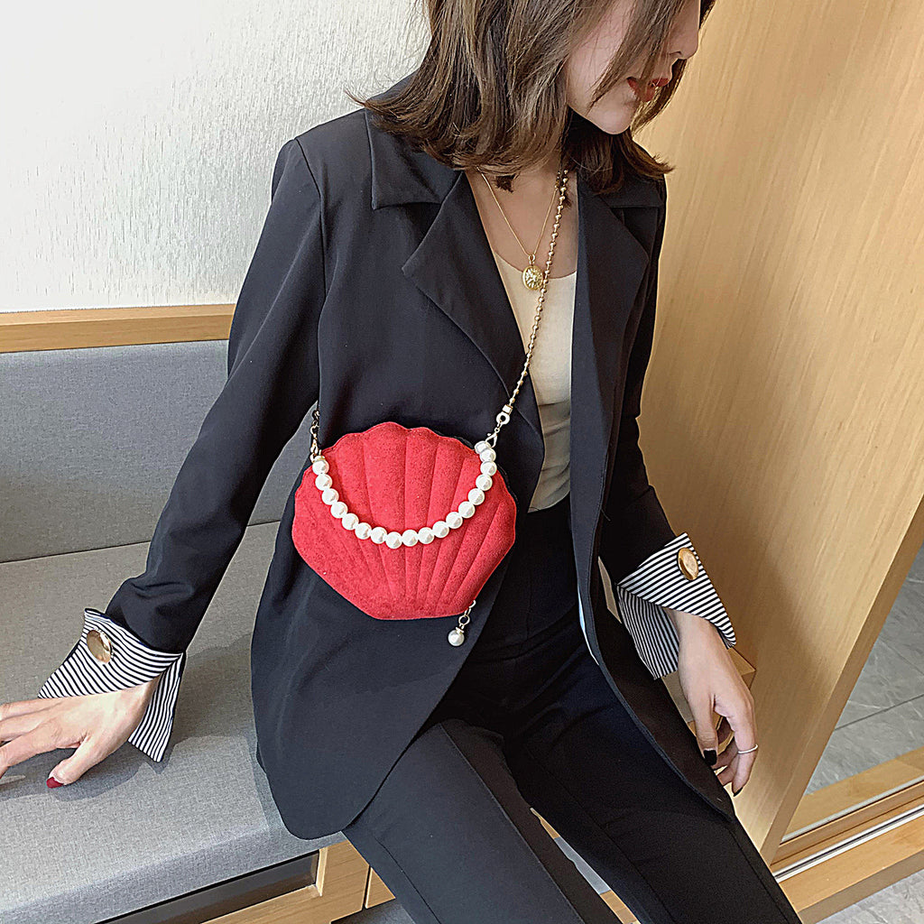Stylish Women's PU Pearl Shell Single Shoulder Bag with Zipper