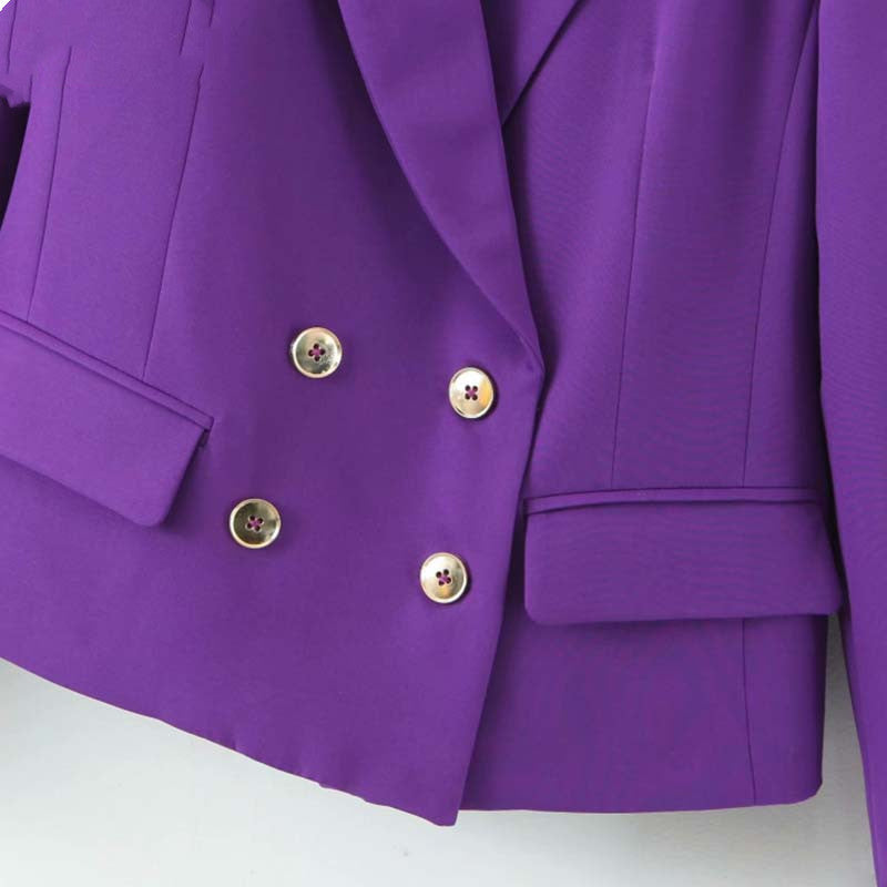 Women's Purple Double Breasted Blazer