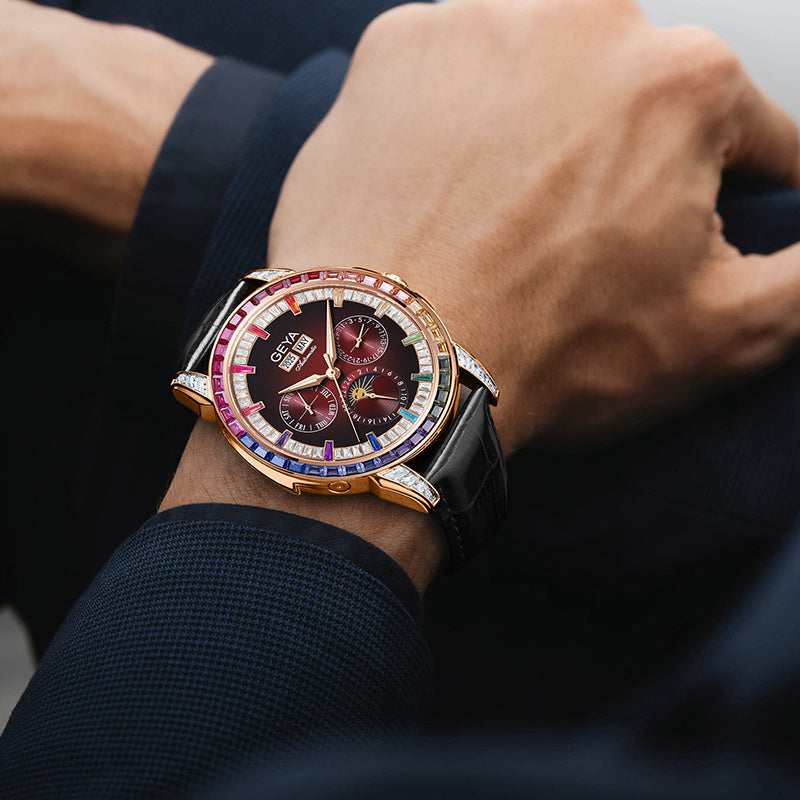 Montre Homme Automatique Multifonctionnelle Étanche Cercle Arc-en-ciel 43mm