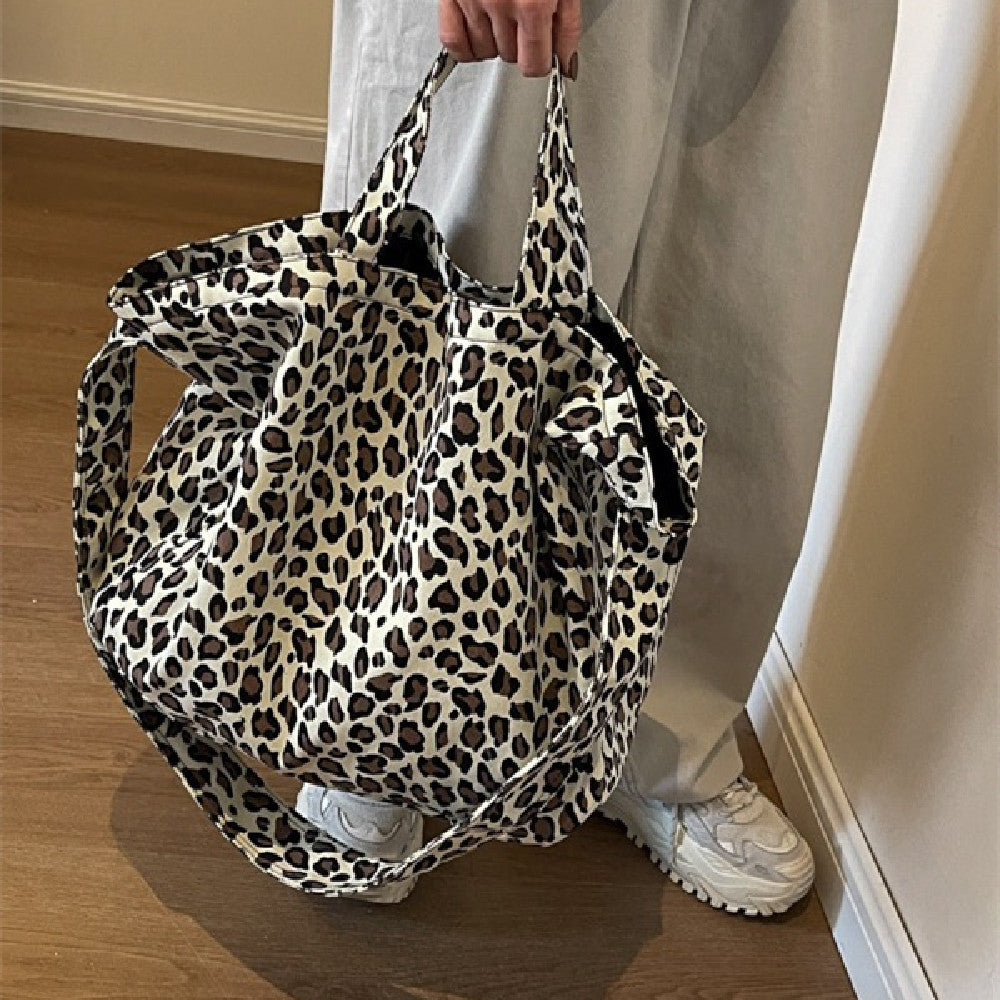 Leopard Print Canvas Commuter Crossbody Bag for Women