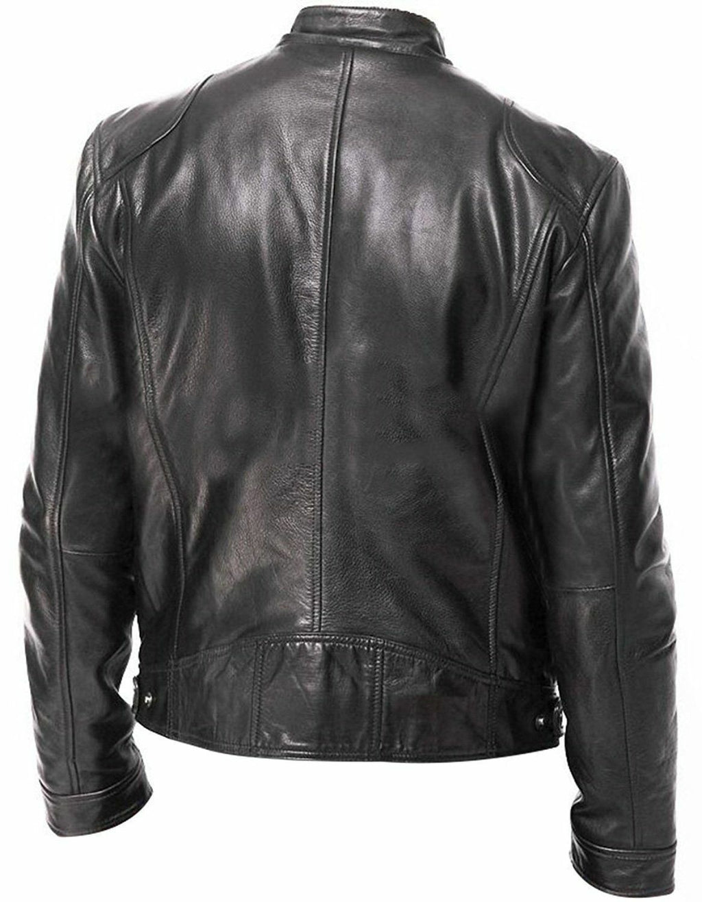 PU Leather Slim Fit Jacket in Khaki, Brown & Black, Sizes S-5XL