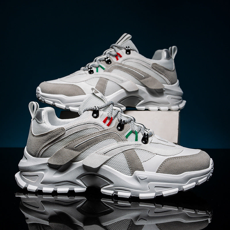 Men’s Colorful Trendy Sneakers with Rubber Sole and Leather Stitching
