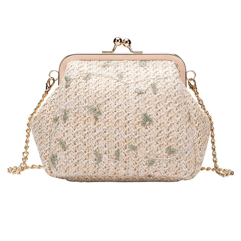 Straw Lace Shoulder Bag with Handle 18x10x15cm