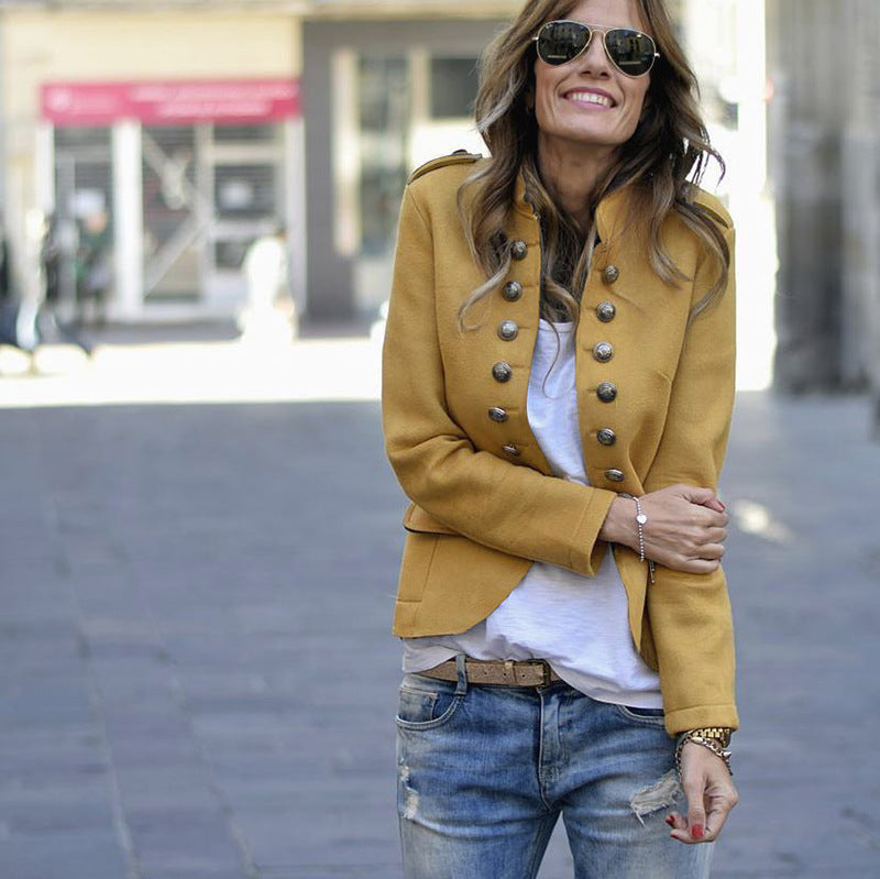 Cotton Button Blazer in Asian Sizes S-XL