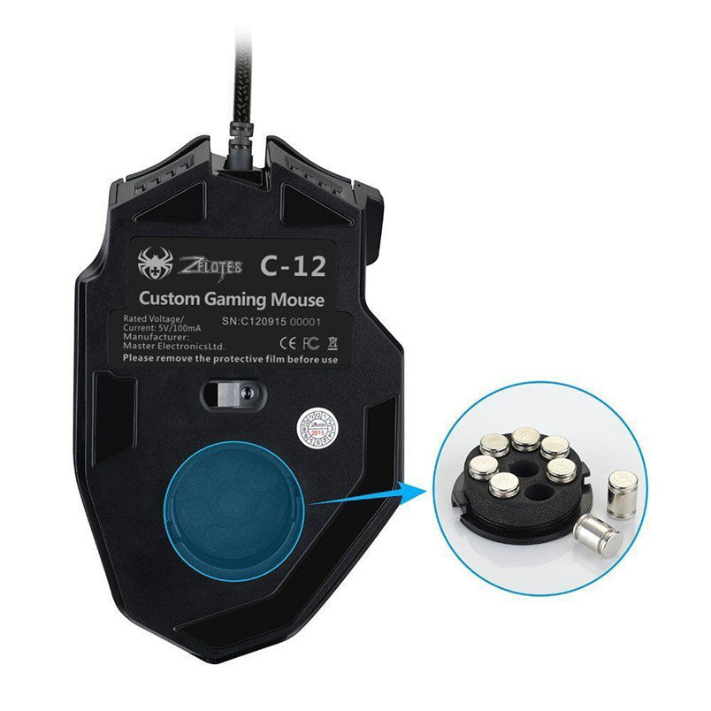Souris de jeu programmable Zelotes C-12 avec 12 boutons et DPI réglable