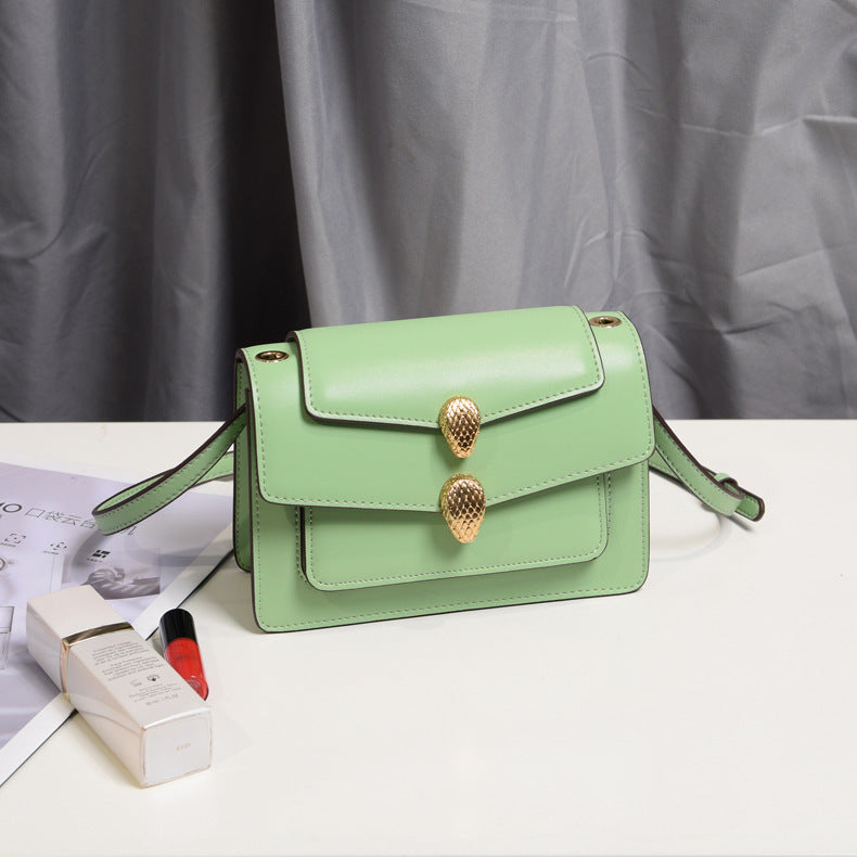 Double Snake Head Small Square Bag with Chain Strap
