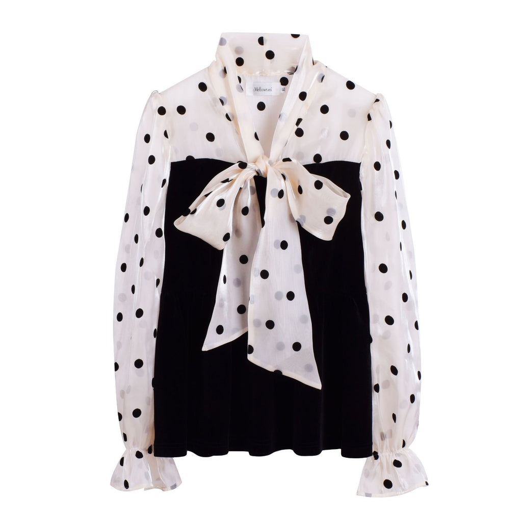 Robe unie avec nœud et manches bouffantes à lacets