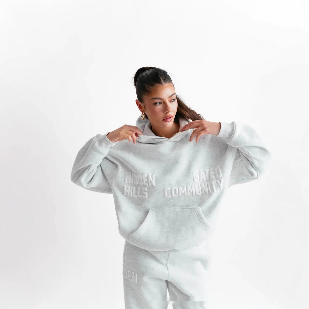 Ensemble pull imprimé à manches longues et capuche pour automne-hiver