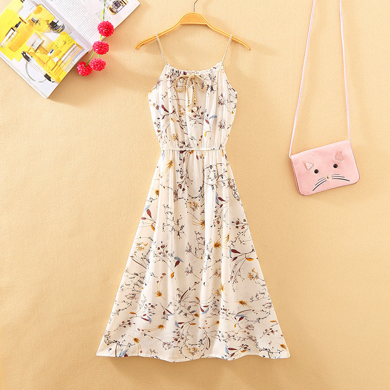 Women's Fresh Printed Sleeveless Short Dress One Size