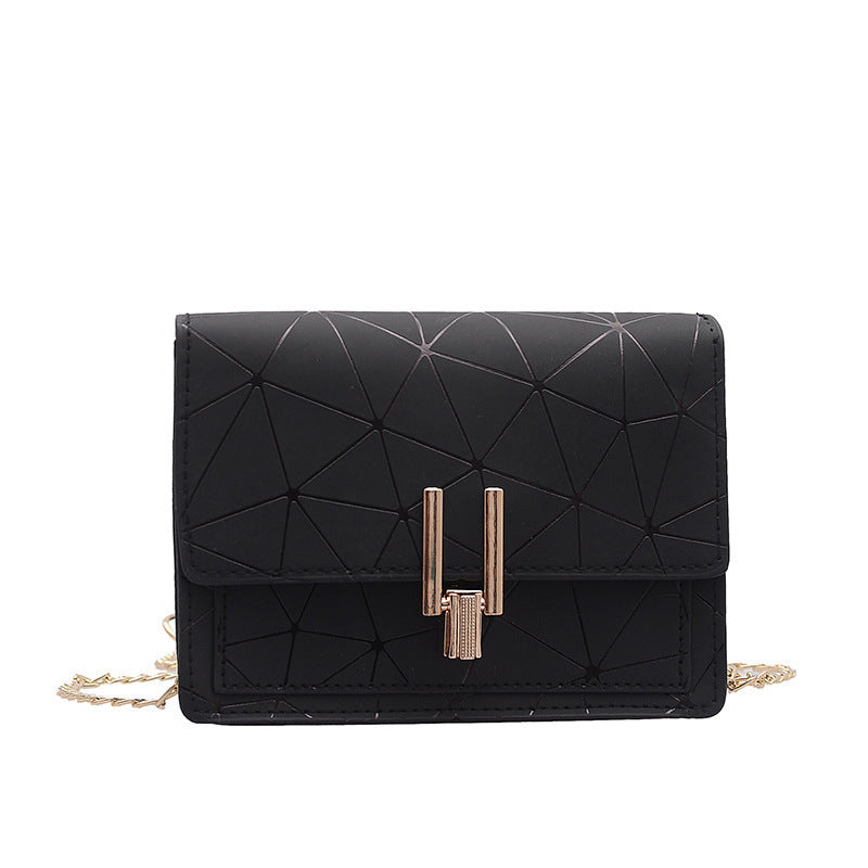 Petit Sac Carré en Similicuir à Couture Chaîne avec Fermoir