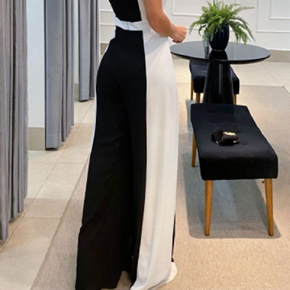 Pantalon une pièce colorblock pour femme