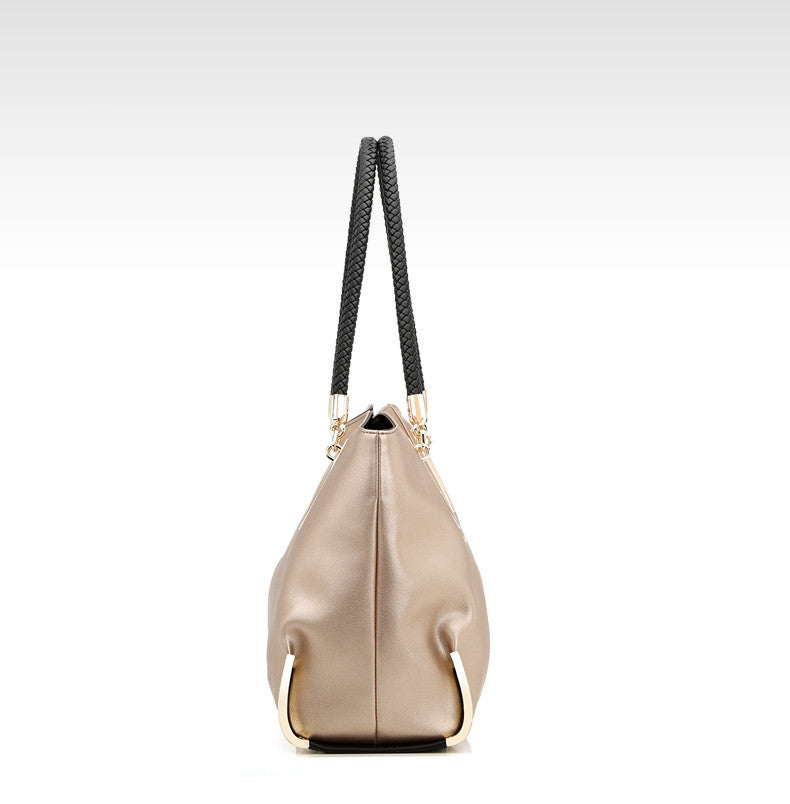 Genuine Leather Female Shoulder Handbag – Black, Grey, 36cm x 28cm x 15cm
