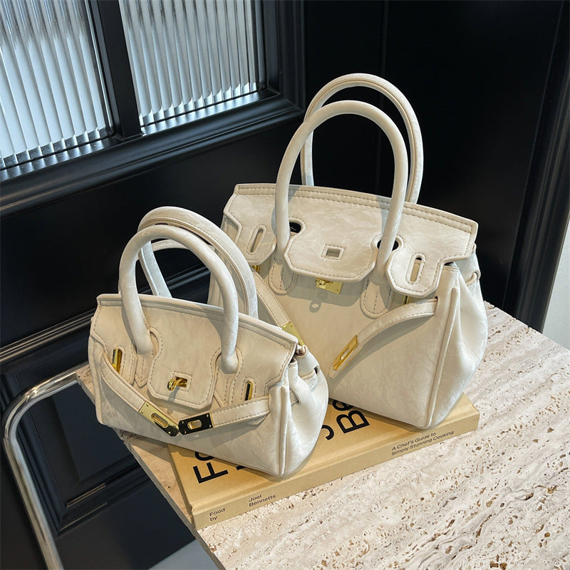 Retro Fashion Large Capacity Portable Ladies Bag in Milky White, Black, Pink