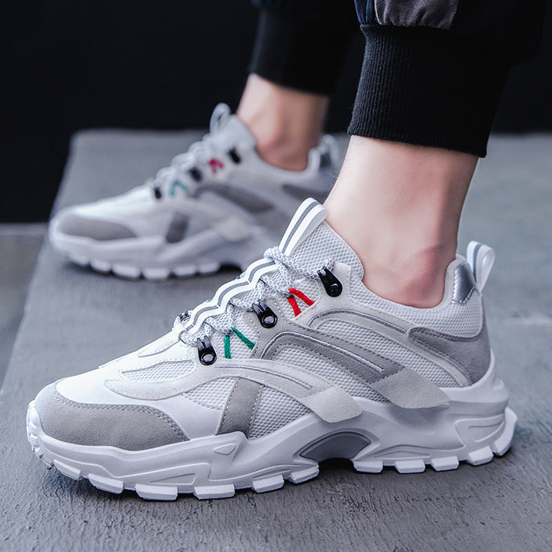 Men’s Colorful Trendy Sneakers with Rubber Sole and Leather Stitching