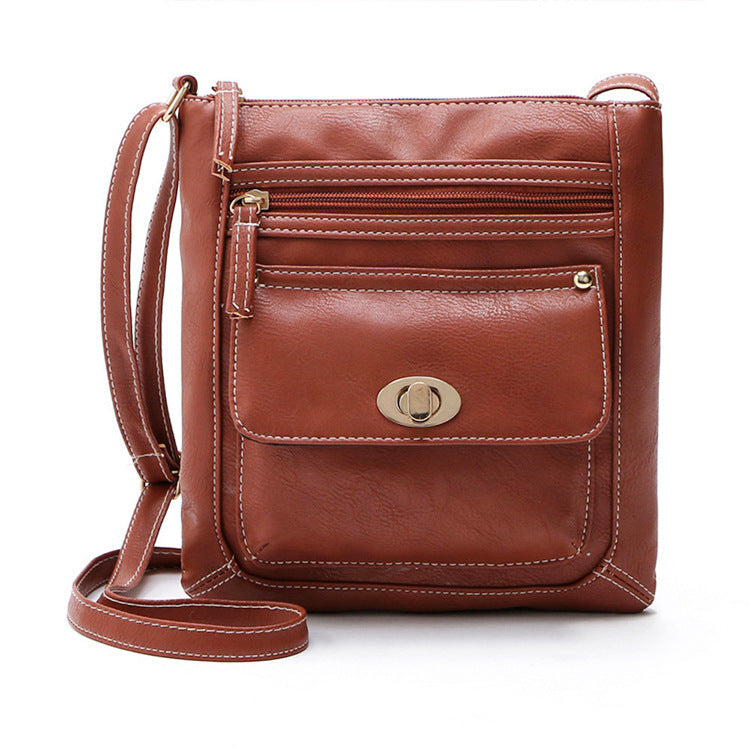 Retro PU Leather Pouch Small Crossbody Bag 24x22cm