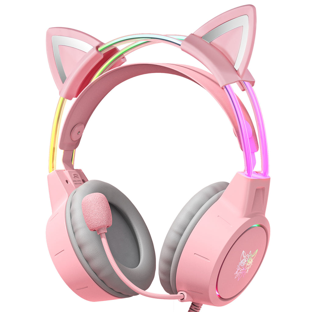 Wired Gaming Headset with LED Light-Emitting Microphone