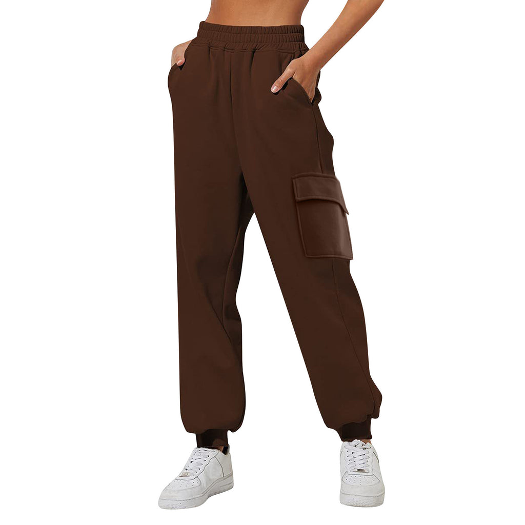 Pantalon de jogging femme taille haute ample en velours matelassé - Vêtement de sport confortable