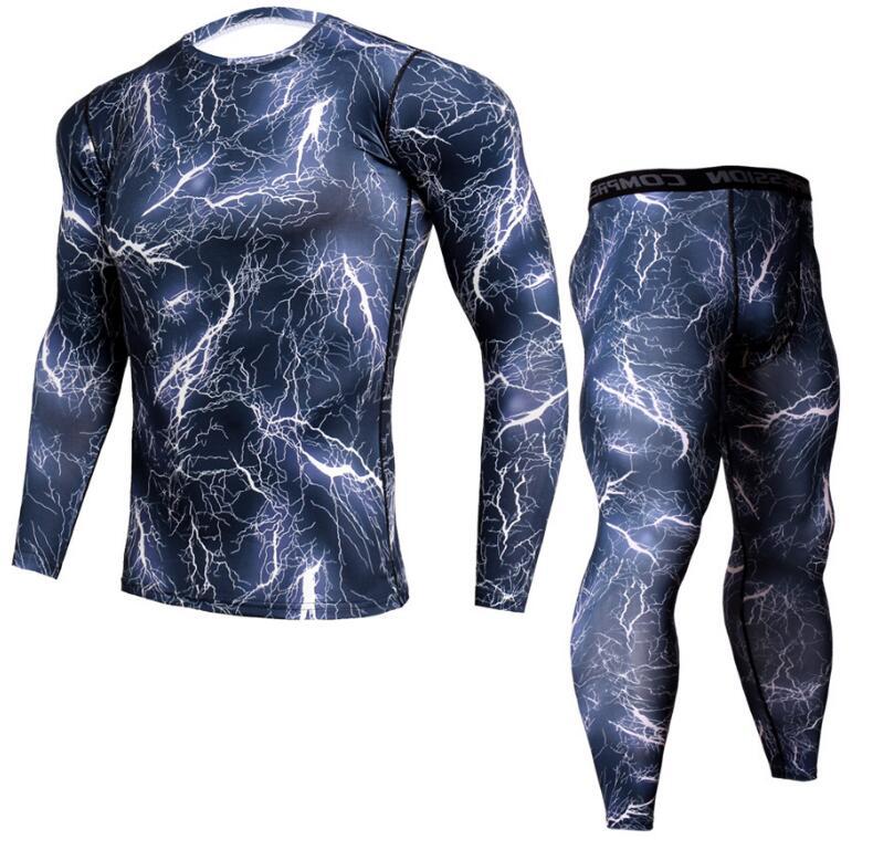 Long Sleeved Tight Fitting Men's Sports Quick Drying Fitness Suit Set