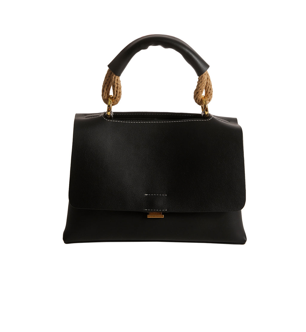 Sac à bandoulière simple en cuir pour femme 25,5x10x18CM Marron Noir