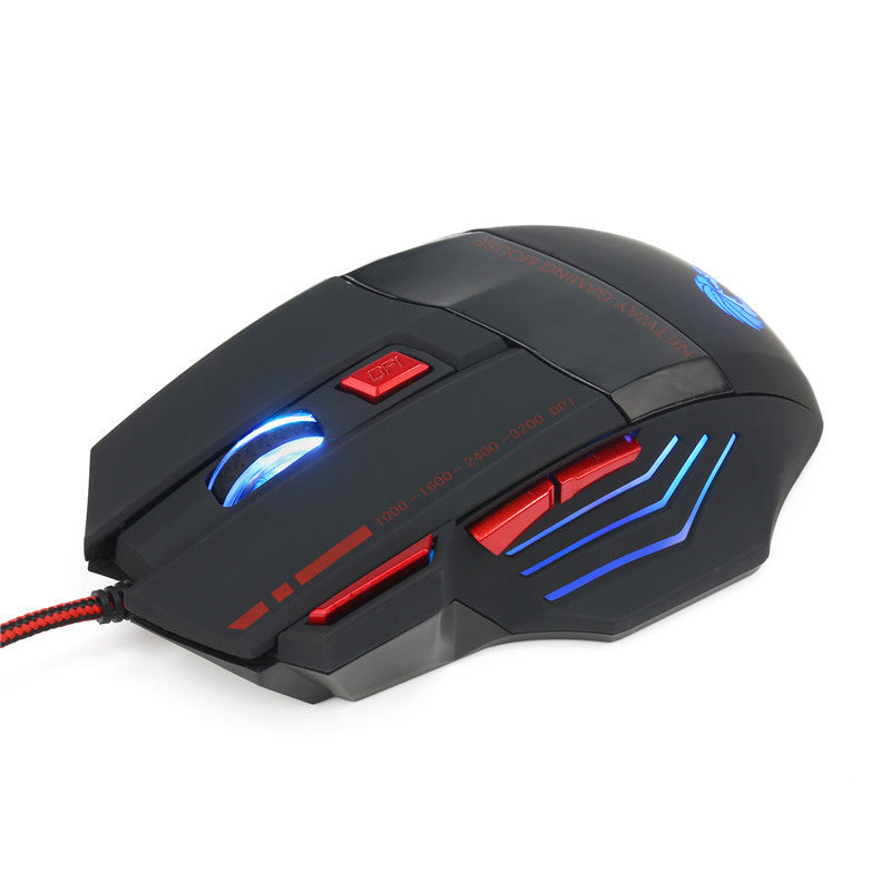 7-Color Wired Gaming Mouse with 7 Buttons and Adjustable DPI