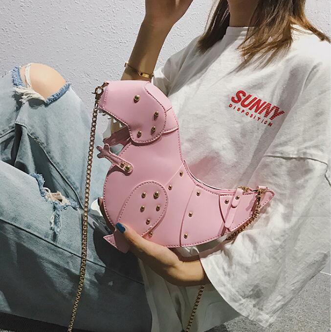 Dusun rivet personality dinosaur design fashion leather cross body mini shoulder bag