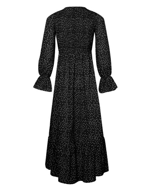 Polka Dot Long Sleeve Cotton Blend Dress in Multiple Colors
