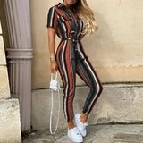 Women's leopard stitching jumpsuit