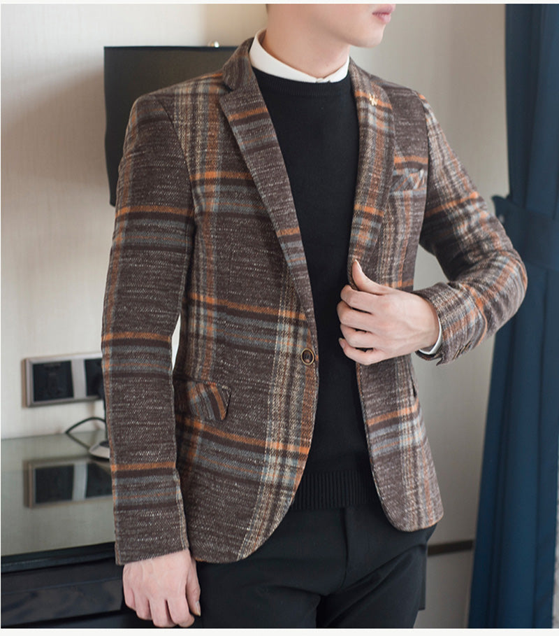 Men's Slim Fit Plaid Blazer