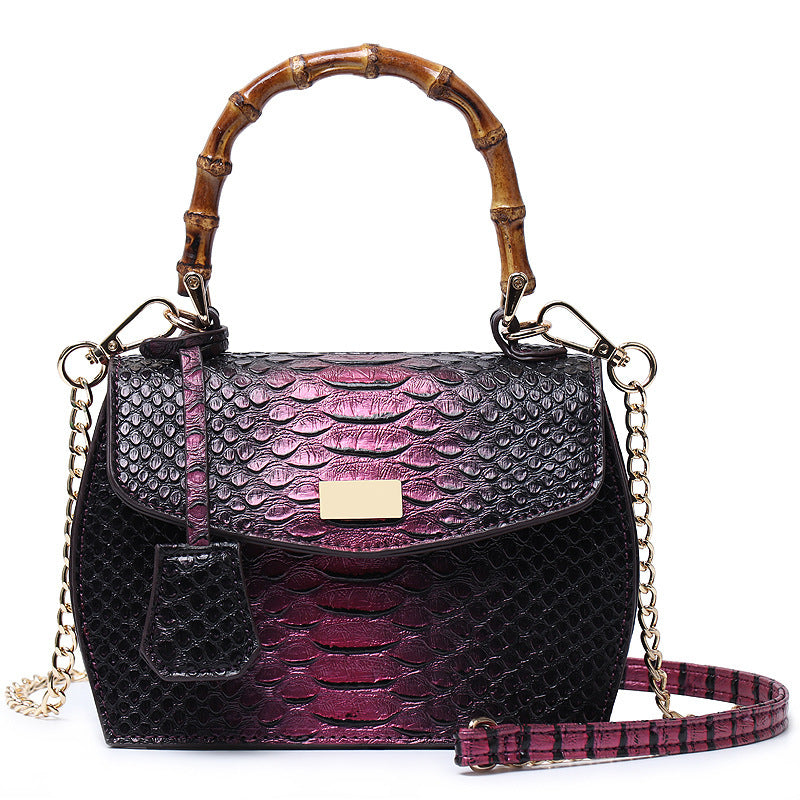 Snake Print PU Crossbody Bag with Magnetic Closure