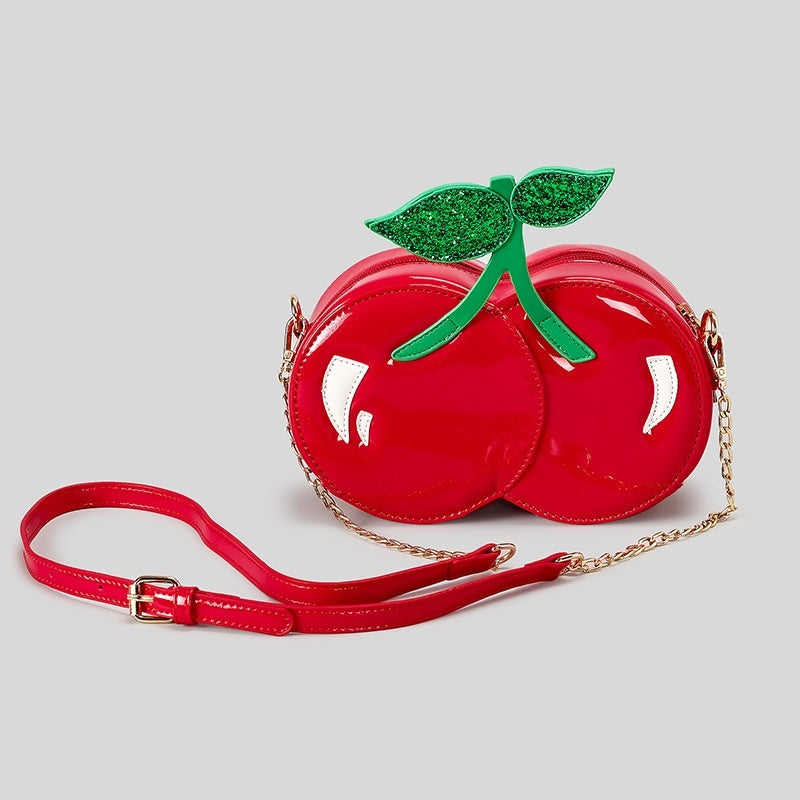Sac messager à bandoulière en forme de cerise créative rouge en PU