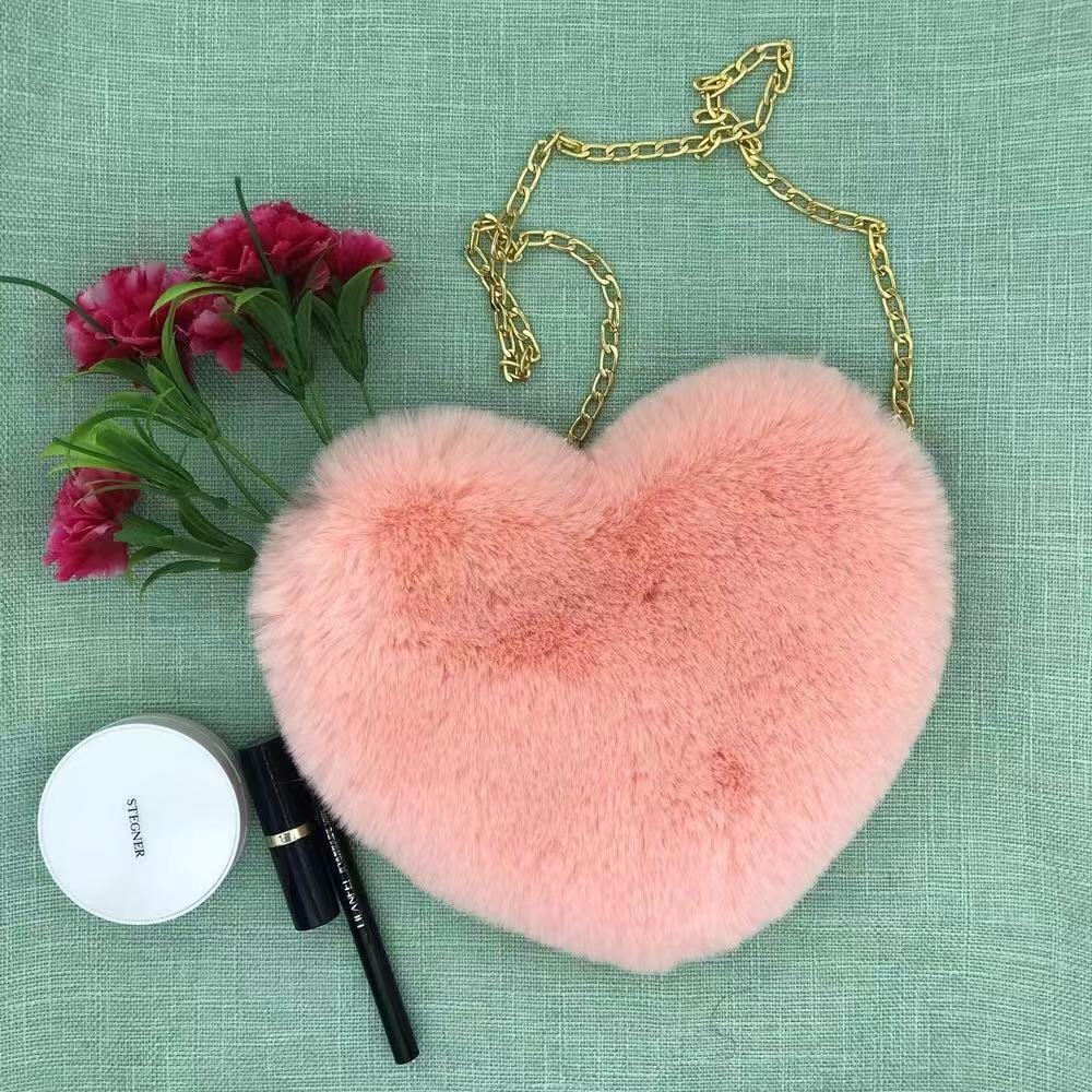 Sac bandoulière chaîne en peluche à une épaule pour femme