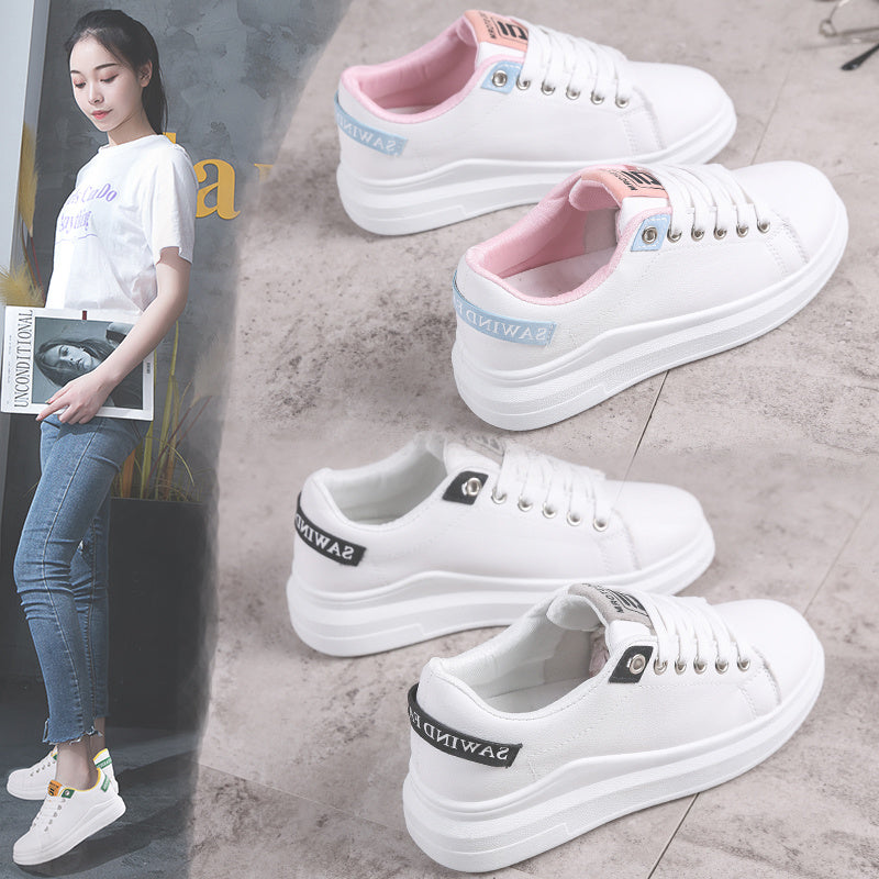 أحذية نسائية بيضاء مسطحة كاجوال للربيع