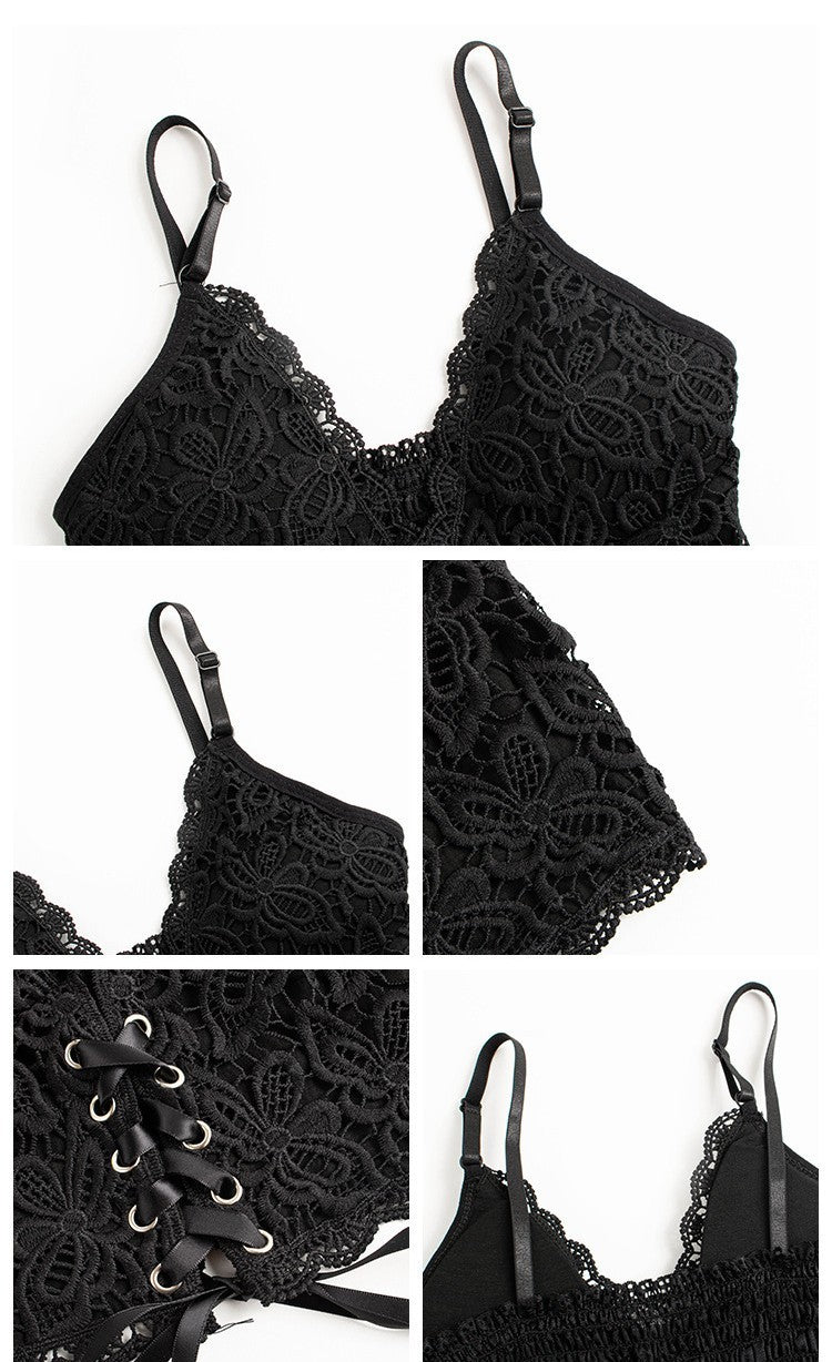 French Sweet Lace Strap Tank Top