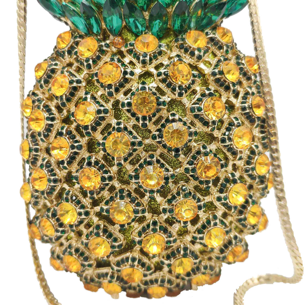 Pochette de soirée en métal ananas et strass 20x10x10cm