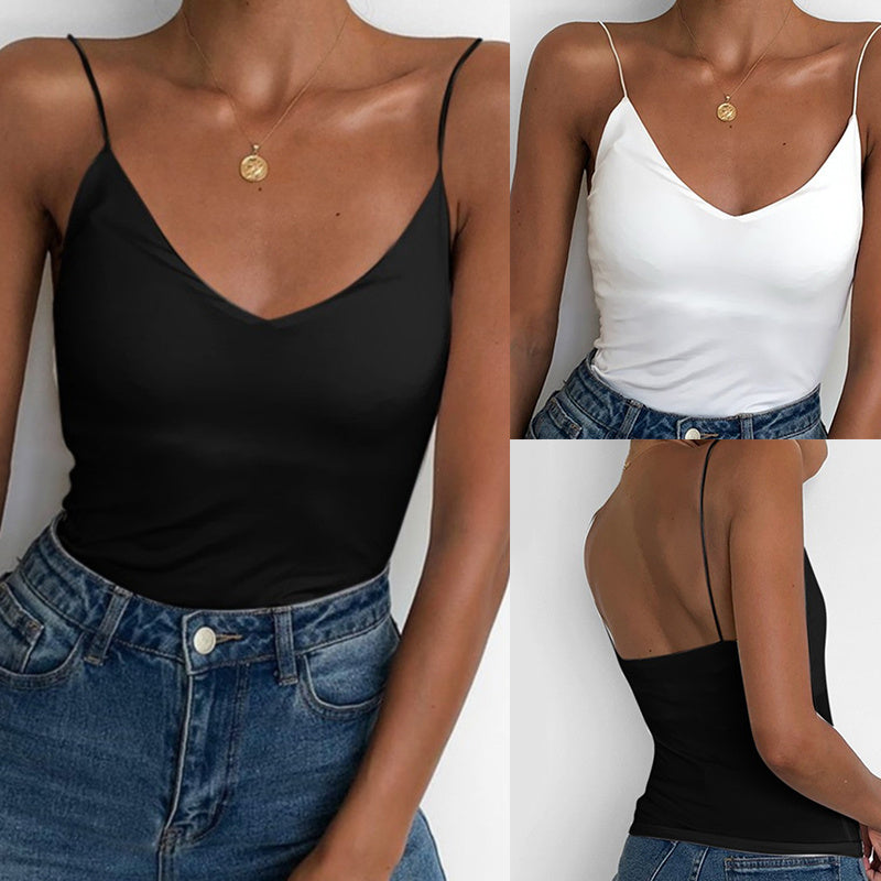 Satin Women’s Thin Solid Camisole Tank Top