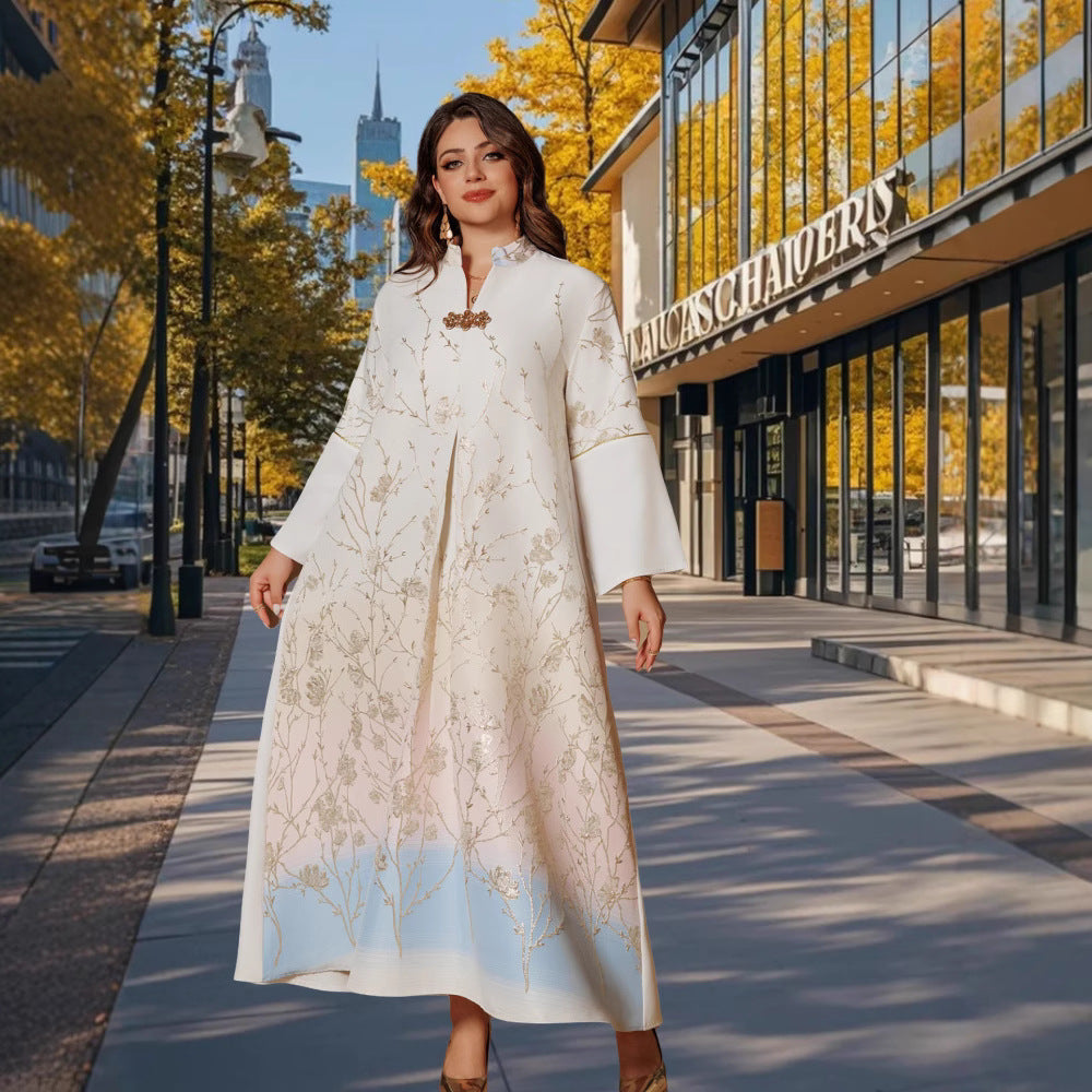 رداء نسائي متدرج الألوان بياقة عالية مناسب للإسلام في الشرق الأوسط