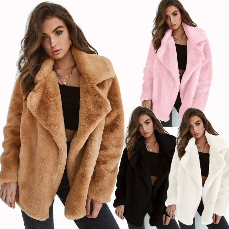 Sexy Plush Slim Lapel Comfort Jacket in Pink, Black & Brown