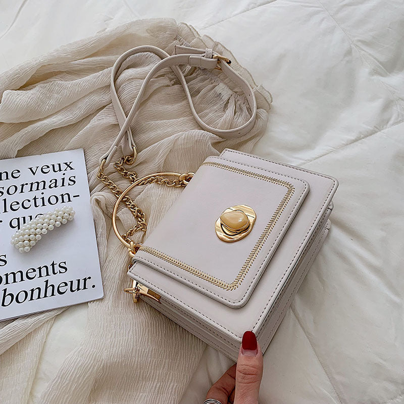 Chain one shoulder small square bag