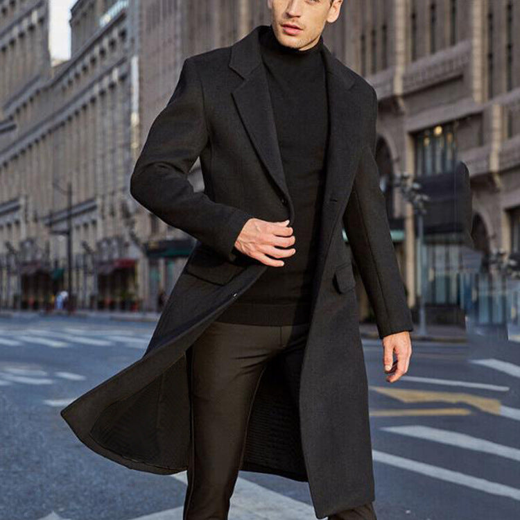 Trench-coat long en laine pour homme