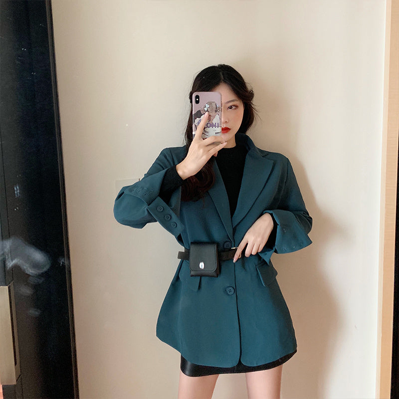 British Style Retro Plain Single-Breasted Blazer