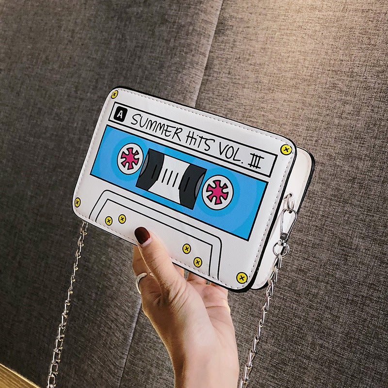 Sac bandoulière carré personnalisé en PU pour radio, avec chaîne