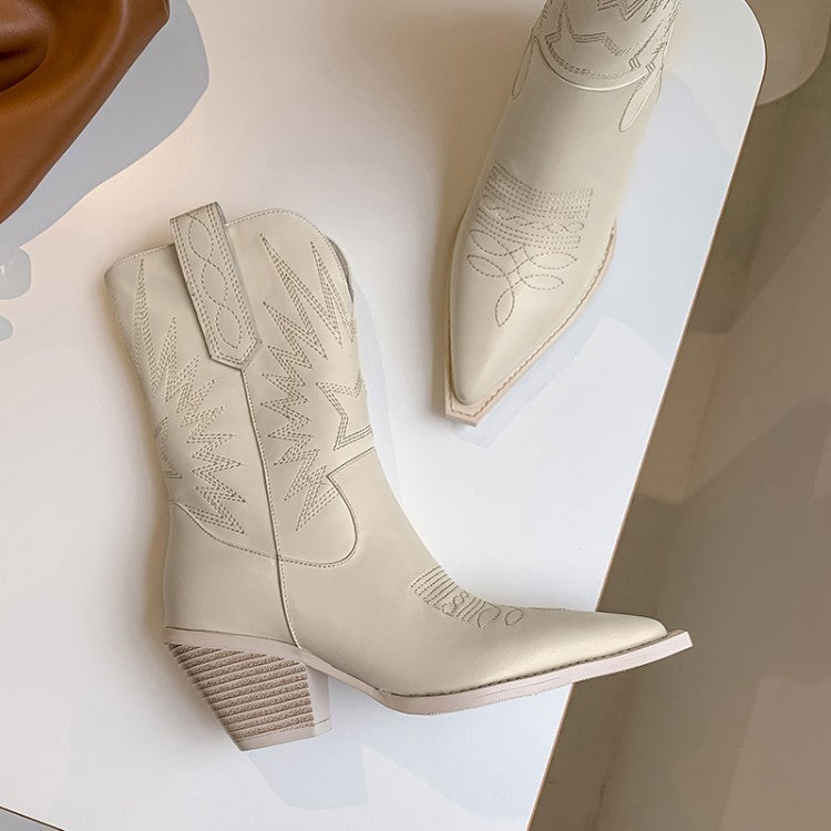 Vintage Leather Cowboy Rider Knight Boots for Women
