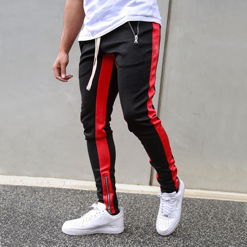 Men's Slim Fit Workout Jogging Pants with Zipper Pockets