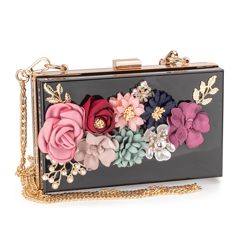 Transparent Flower Acrylic Square Bag for Women
