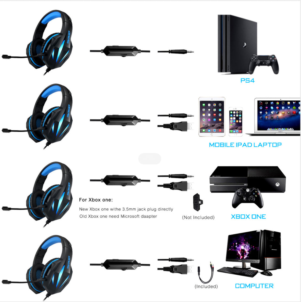 Wired Luminous Gaming Headset with Microphone and 3.5mm Plug